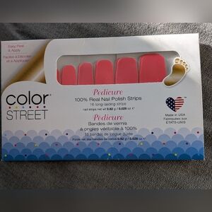 Color Street Hot Pink Coral Pedicure Nail Strips New One Set
